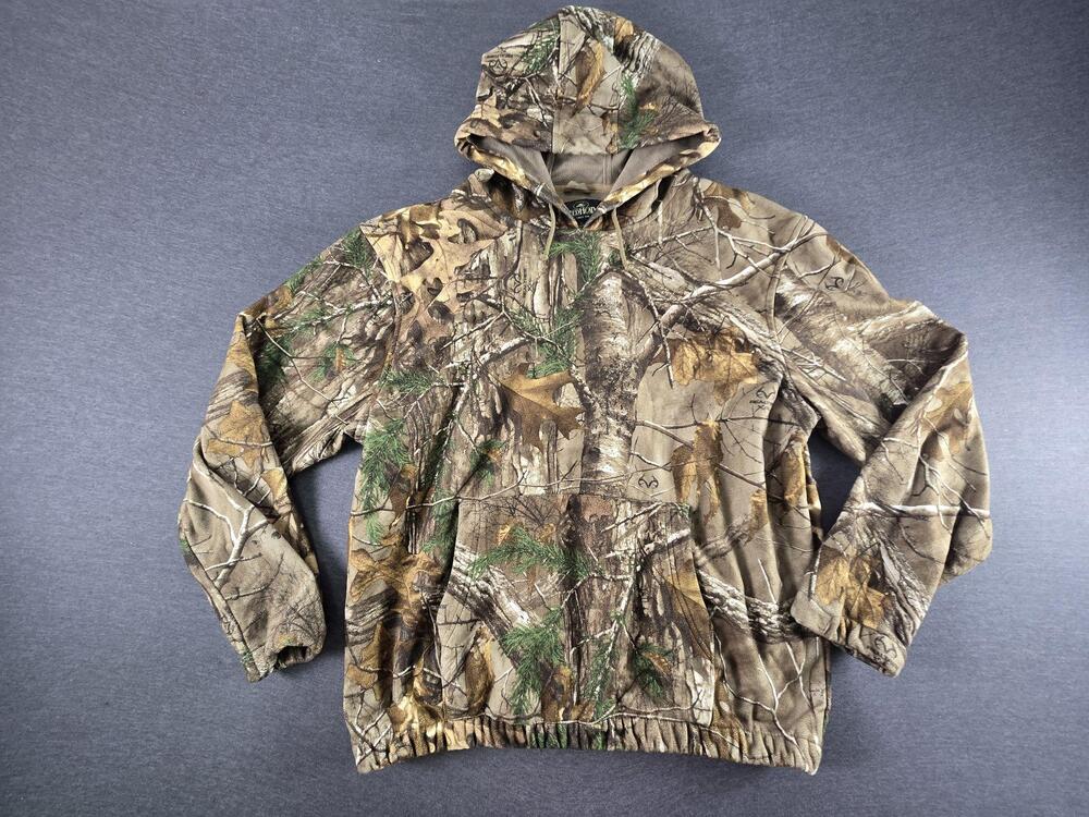 RedHead Hoodie Sweatshirt Mens Large Brown Camo Realtree Fleece Hunting Pullover